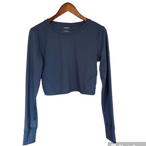 Kensie Performance Long sleeve crop Vintage Blue Top - L Large - NWT